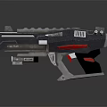 Futuristic Sci Fi Gun With Black Red Silver Metallic Finish And Tactical Grip