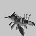 Fantasy 3D Game Movie Character With Crab Like Claws Spiked Back And Orange Black Patterns