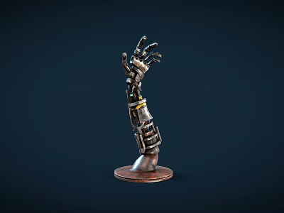 Detailed Mechanical Arm Model With Metal Structure And Stand Base 3d model