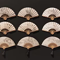 Traditional Chinese Folding Fan Wall Hangings With Tassels For Home Decor