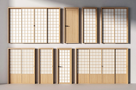 Japanese-style sliding door 3d model