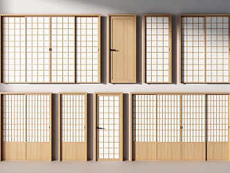 Japanese-style sliding door 3d model