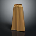Elegant Brown Long Skirt With Golden Decorative Waistband And Flowing Silhouette