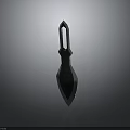 Black Metallic Dagger With Long Handle And Sharp Pointed Blade On Reflective Surface