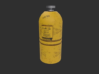 Industrial Acetylene Cylinder Yellow Gas Container With Warning Labels And Safety Markings 3d model
