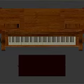 Classic Wooden Upright Piano With Decorative Vertical Slats And Matching Bench