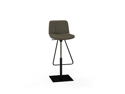 Stylish Upholstered Bar Stool with Gray Fabric Seat and Black Metal Frame Square Base Design 3d model