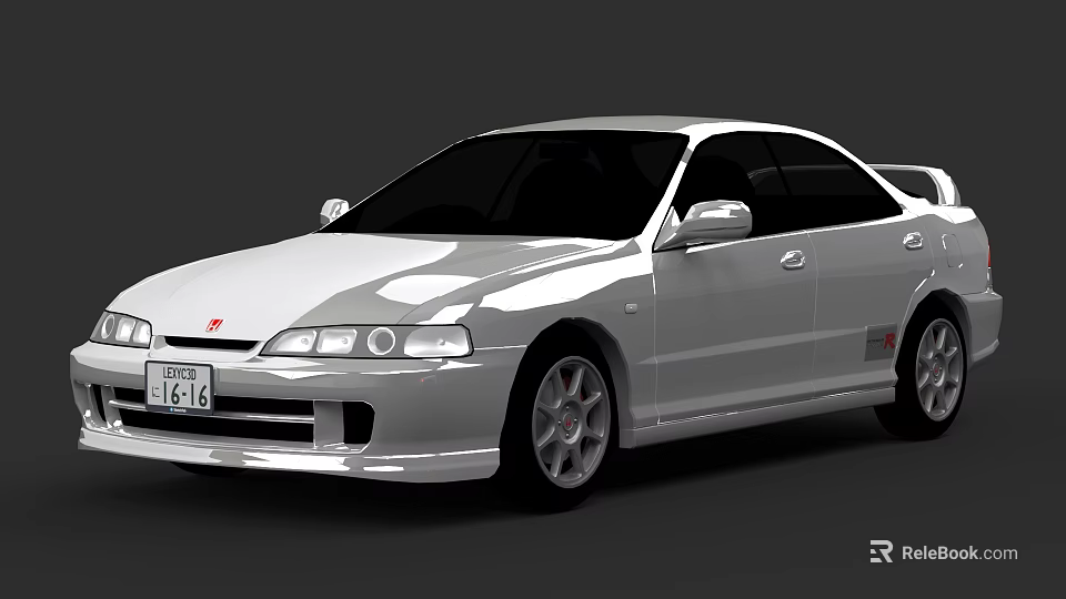 Silver Sedan Sports Car With Sleek Design Alloy Wheels And Front Grille 3d model 