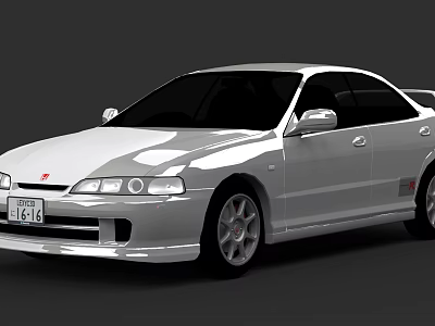 Silver Sedan Sports Car With Sleek Design Alloy Wheels And Front Grille 3d model