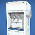 White Vertical Water Dispenser With Cold Hot Taps And Blue Drip Tray Daily Use Appliance