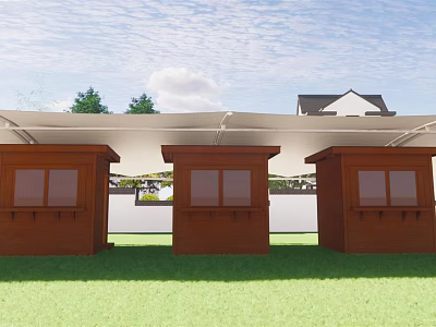 Modern awning Small shops with awning 3d model