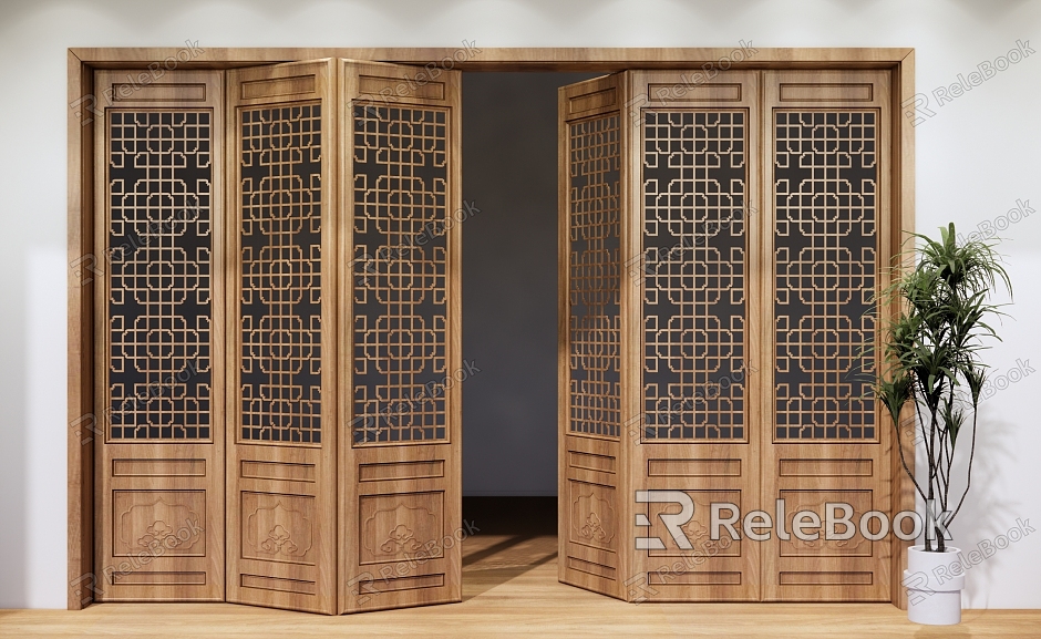 New Chinese Style Sliding Door Chinese Style Carved Door Partition New Chinese Style Solid Wood Sliding Door Hollow Folding Door Chinese Style Carved Sliding Door model