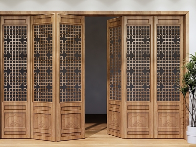 New Chinese Style Sliding Door Chinese Style Carved Door Partition New Chinese Style Solid Wood Sliding Door Hollow Folding Door Chinese Style Carved Sliding Door model