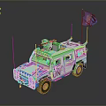 UN Armored Vehicle With Mounted Weapon System Antennas Blue Flag And UN Logo