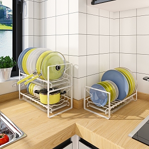 Kitchen Storage Rack Bowl and Dish Rack Storage Rack Corner Rack Cup Holder Water Dish Pot Cover Rack 3d model