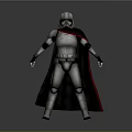 Armored Character In Helmet With Black Cape Red Trim And Metallic Armor Standing