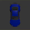 Blue Modified Sports Car With Rear Spoiler And Orange Wheels