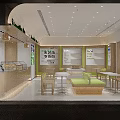 Modern Milk Tea Shop Interior With Seating Area Counter Menu Boards And Wooden Tables