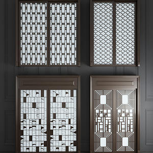 New Chinese-style sliding door 3d model