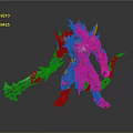 Spiked Armored Fantasy Man With Glowing Red Body And Large Battle Weapon