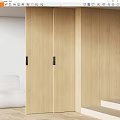 Light Wood Sliding Door With Black Handles In Modern Room Interior Design