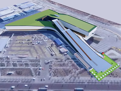 Modern Ski Resort Rides Dry Skiing Rink 3d model