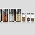 Assorted Modern Spice Bottles with Metal Lids and Transparent Bodies for Kitchen Seasoning