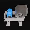 Industrial Equipment With Blue Motor Gray Housing And Metal Base Structure
