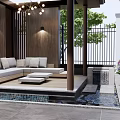 Modern Courtyard Home Courtyard Garden 3d model