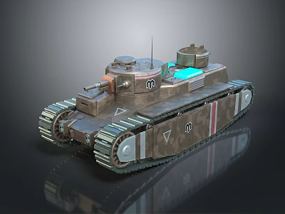 Realistic 3D Tank Model With Camouflage Paint Turret Tracks Number 10 And Antenna Design 3d model