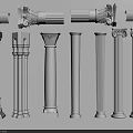 Classical Roman Columns Featuring Ornate Carvings Various Styles And Intricate Architectural Details