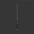 Detailed Fantasy Golden Sword With White Wing Decorations And Ornate Hilt Design