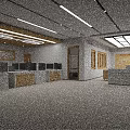 Modern Service Hall Interior With Bright Lighting Service Counters Computers And Windows 3d model