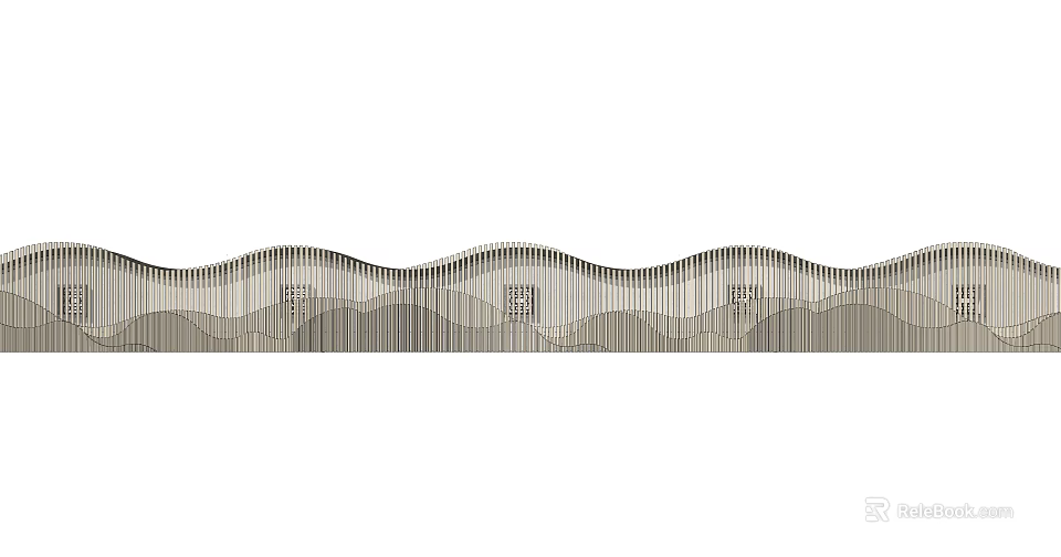 Modern Wavy Perforated Metal Feature Wall With Geometric Patterns And Decorative Design 3d model