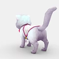 Cute White Cat With Pink Bow Tie And White Harness Featuring Bell