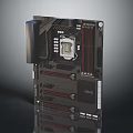 ASUS Motherboard Featuring CPU Socket RAM Slots And Heat Sink Design 3d model