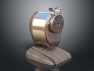 Vintage Metallic Pencil Sharpener With Manual Operation Stable Base And Classic Metal Body Design 3d model