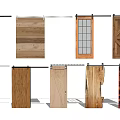 Barn Doors with Various Wooden Designs Panel Styles and Glass Inserts for Home Interiors