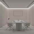 Modern Meeting Room Interior With Long Table TV Screen Brown Walls And Comfortable Chairs