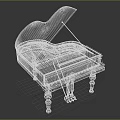 Elegant Wooden Piano With Open Lid Internal Structure And Pedals