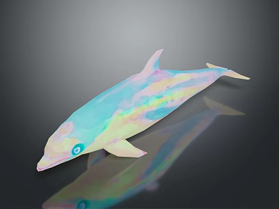 Colorful Dolphin Game Movie Character With Iridescent Rainbow Colors Shiny Surface And Reflection 3d model