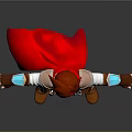Man With Red Hair Red Scarf White Shirt Blue Pants Brown Boots Arms Outstretched