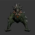 Fierce Mythical Monster Character 3D Model With Scaly Skin Horns And Sharp Claws