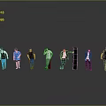Multiple Human Characters In Different Standing Poses On Reflective Floor