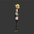 Stylish Anime Character With Blonde Hair Black Bow Black Vest And Yellow Accent Long Boots