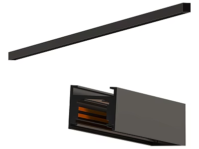 Long Black Hardware Strip And Box Component With Inner Compartment Structure Design 3d model
