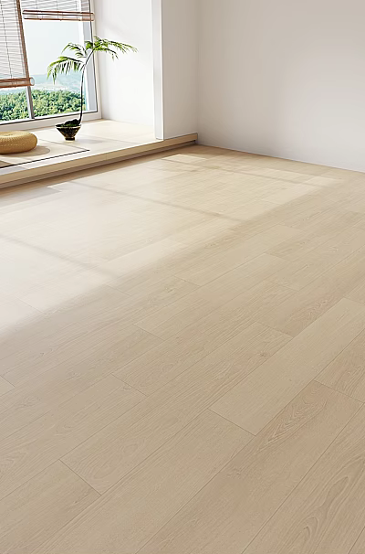 Light Natural Wooden Floor In Modern Bright Room With Large Window And Simple Furniture 3d model