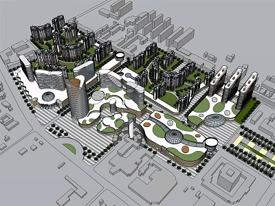 Aerial Urban Planning Design With Modern Architecture Green Public Spaces And Integrated Layout 3d model