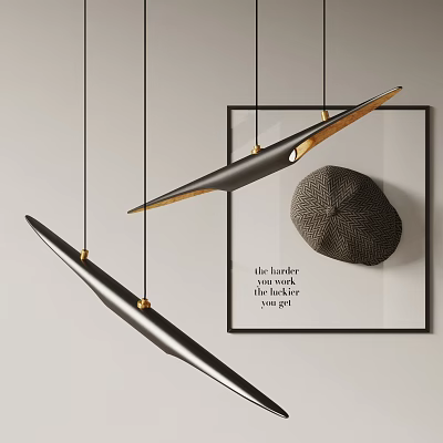 Sleek Black and Gold Pendant Lights with Elongated Design for Home Decor 3d model