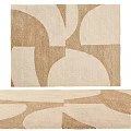 Chic Square Area Rug With Abstract Geometric Beige Tan Patterns 3d model